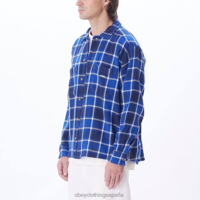 ropa OBEY camisa a cuadros pez gordo surf azul multi hombres 0RV2P756