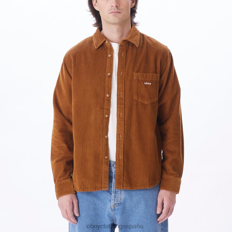 ropa OBEY camisa de millas madera de catechu hombres 0RV2P759