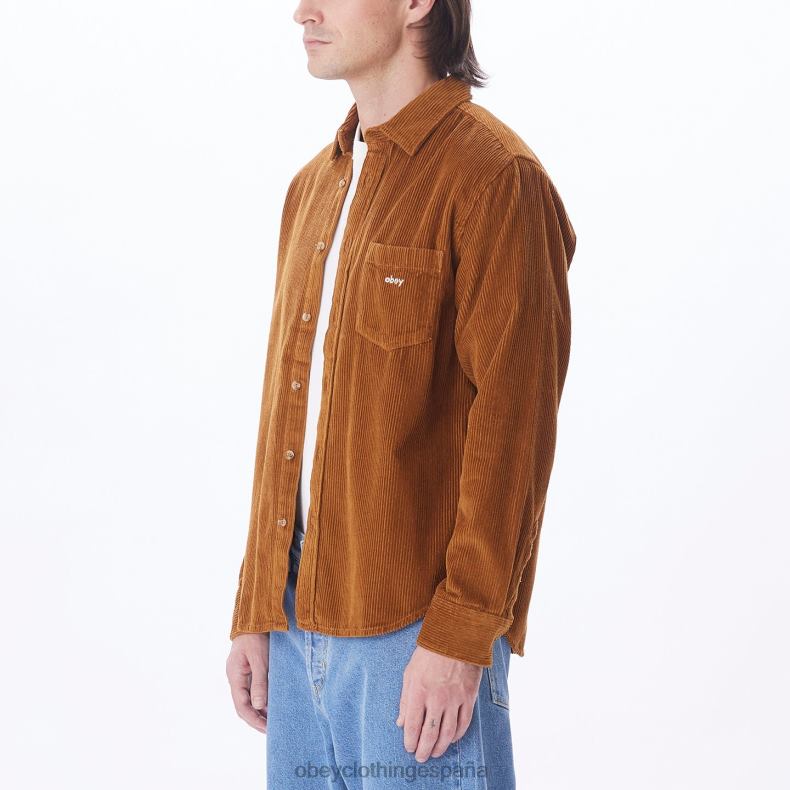 ropa OBEY camisa de millas madera de catechu hombres 0RV2P759