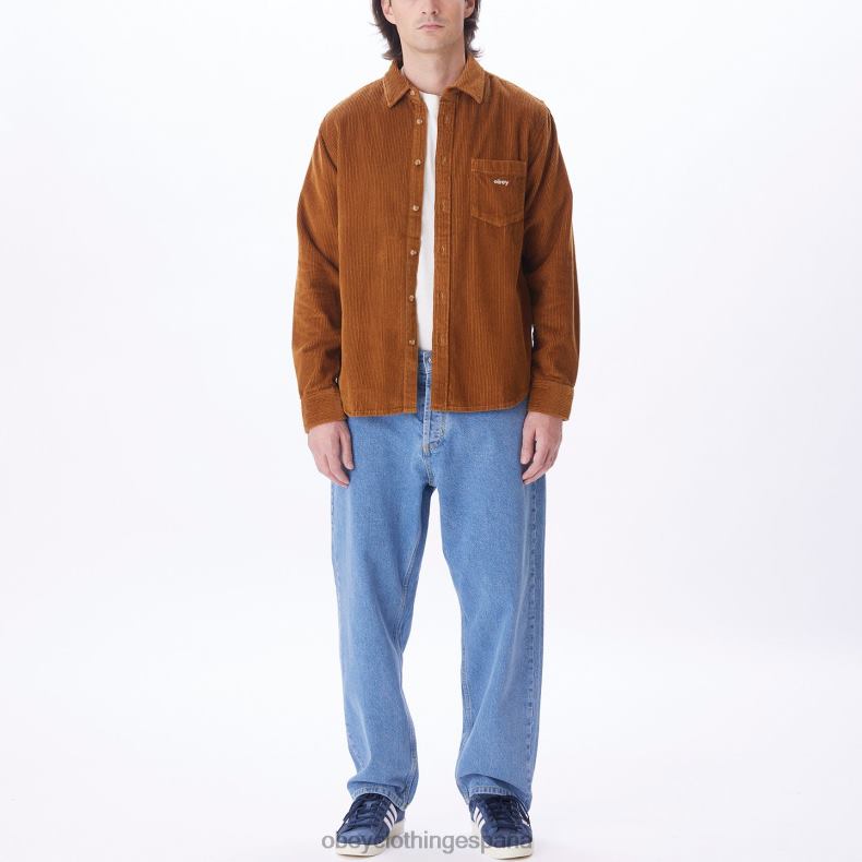 ropa OBEY camisa de millas madera de catechu hombres 0RV2P759