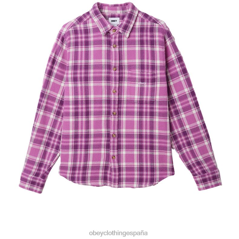 ropa OBEY camisa fred mora morada multi hombres 0RV2P758