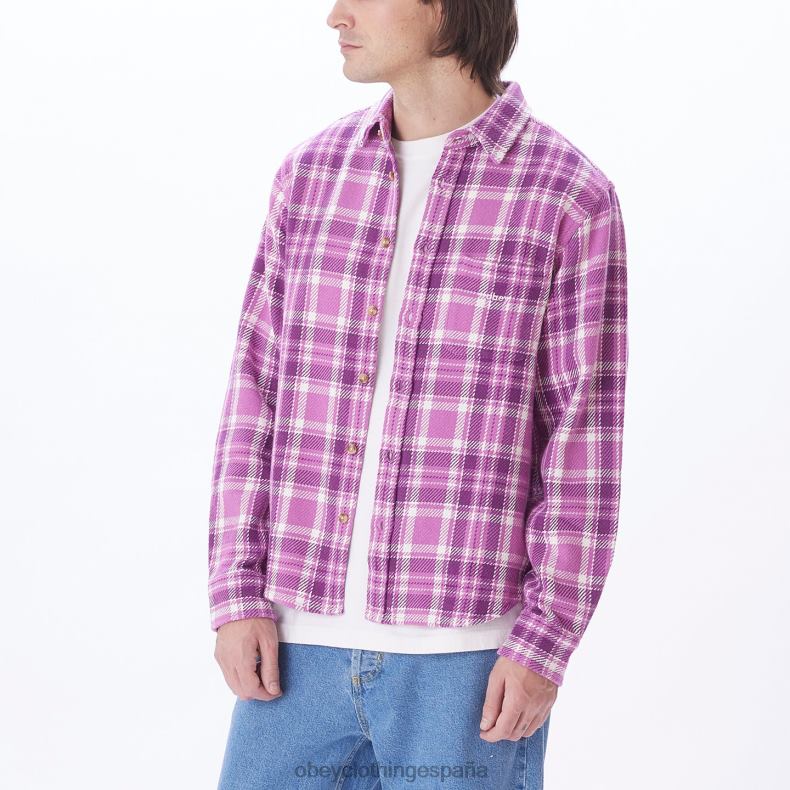 ropa OBEY camisa fred mora morada multi hombres 0RV2P758