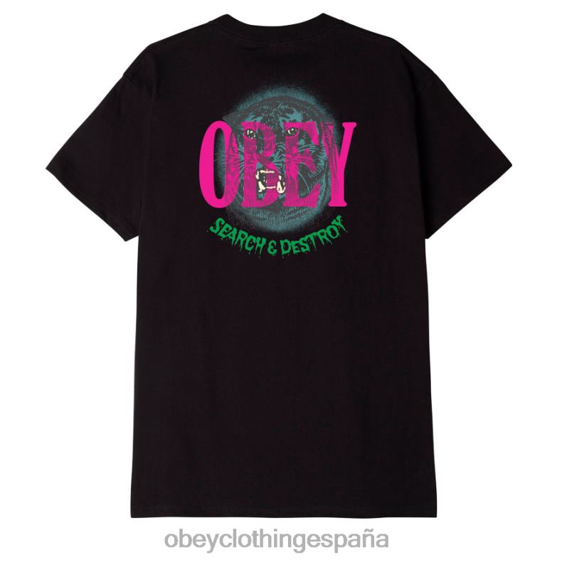 ropa OBEY camiseta clásica buscar y destruir tigre negro hombres 0RV2P885