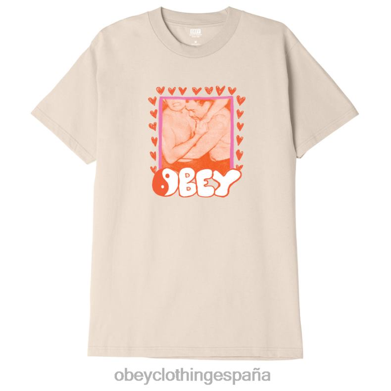 ropa OBEY camiseta clasica de luchador crema hombres 0RV2P900