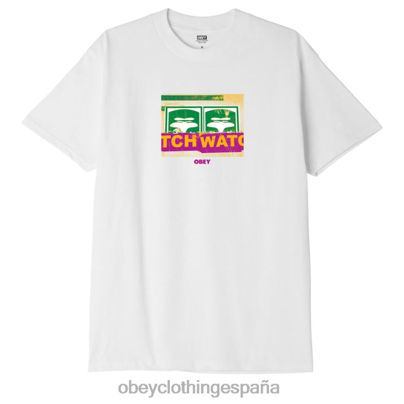 ropa OBEY camiseta clasica de vigilancia del vecindario blanco hombres 0RV2P904