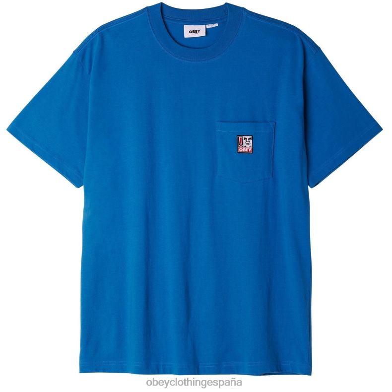 ropa OBEY camiseta con bolsillo de puntos azul atlántico hombres 0RV2P804