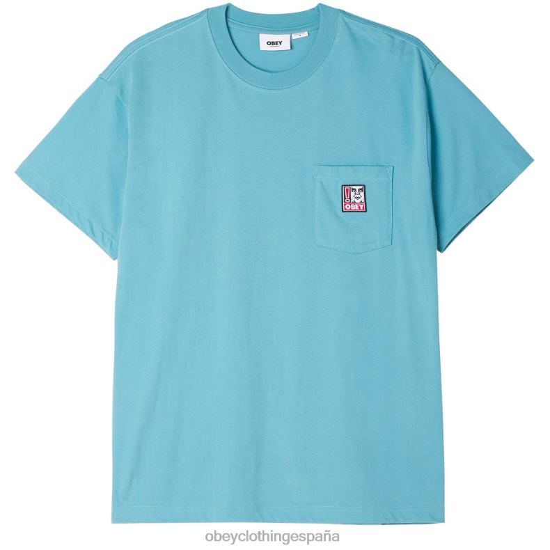 ropa OBEY camiseta con bolsillo de puntos azul ártico hombres 0RV2P805