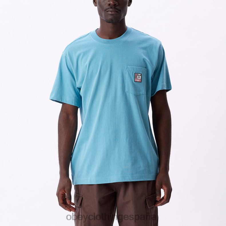 ropa OBEY camiseta con bolsillo de puntos azul ártico hombres 0RV2P805