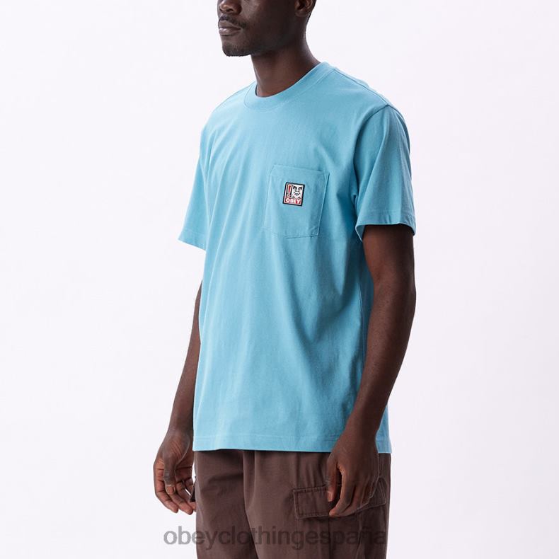 ropa OBEY camiseta con bolsillo de puntos azul ártico hombres 0RV2P805