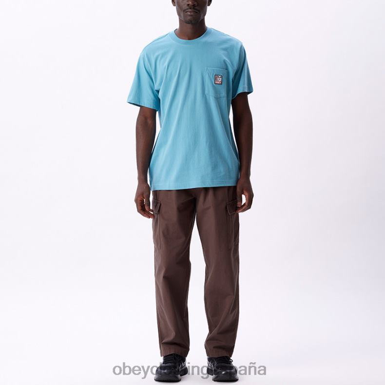 ropa OBEY camiseta con bolsillo de puntos azul ártico hombres 0RV2P805