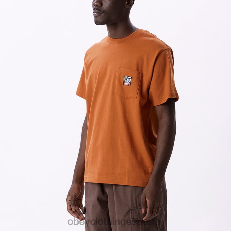 ropa OBEY camiseta con bolsillo de puntos marrón bombay hombres 0RV2P806