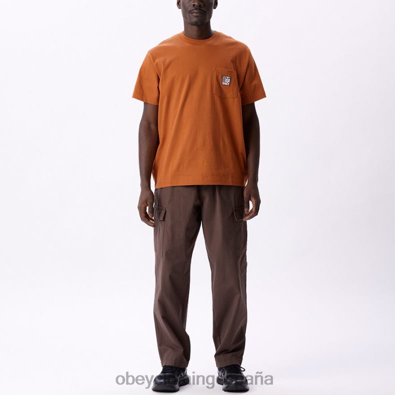 ropa OBEY camiseta con bolsillo de puntos marrón bombay hombres 0RV2P806