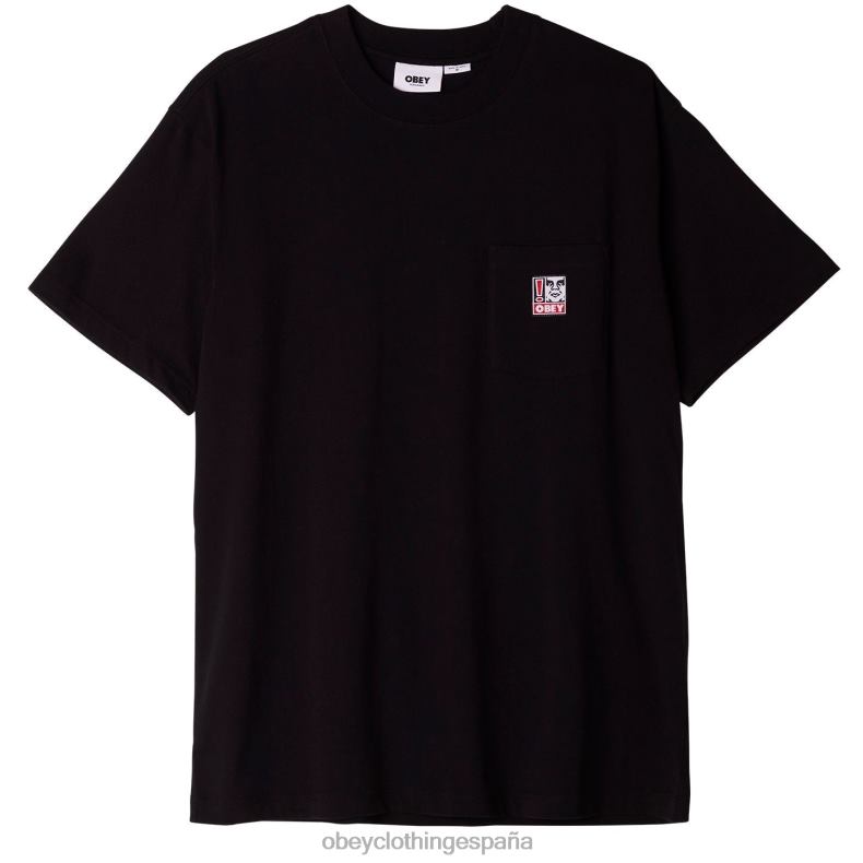 ropa OBEY camiseta con bolsillo de puntos negro hombres 0RV2P807