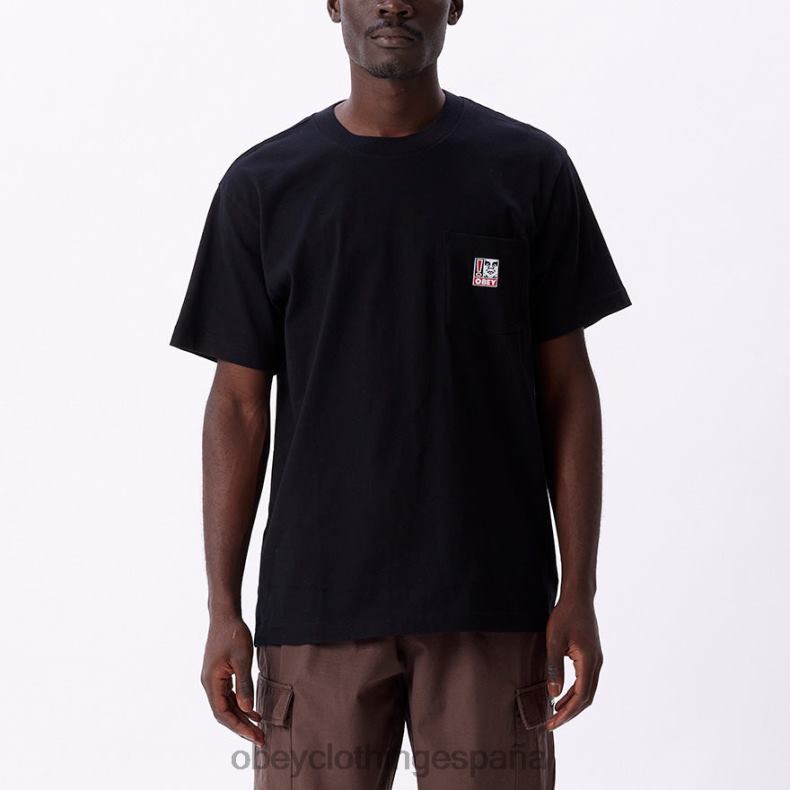 ropa OBEY camiseta con bolsillo de puntos negro hombres 0RV2P807