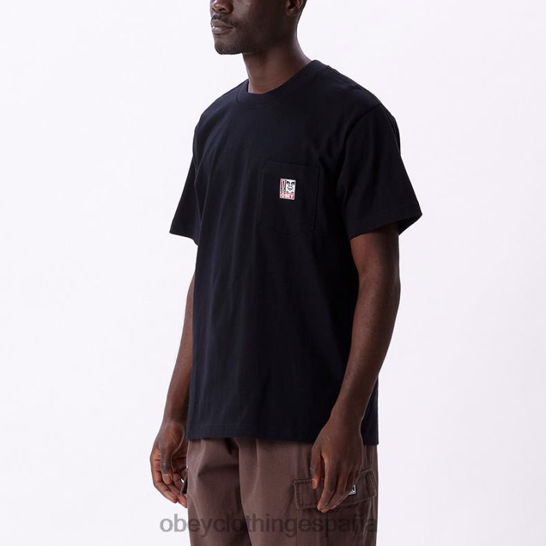 ropa OBEY camiseta con bolsillo de puntos negro hombres 0RV2P807