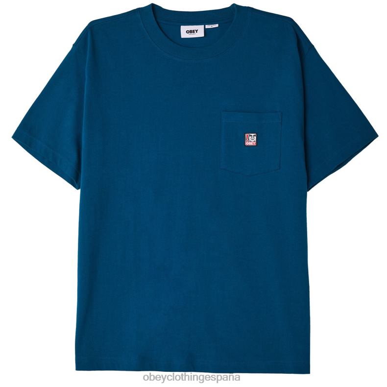 ropa OBEY camiseta con bolsillo de puntos océano profundo hombres 0RV2P803