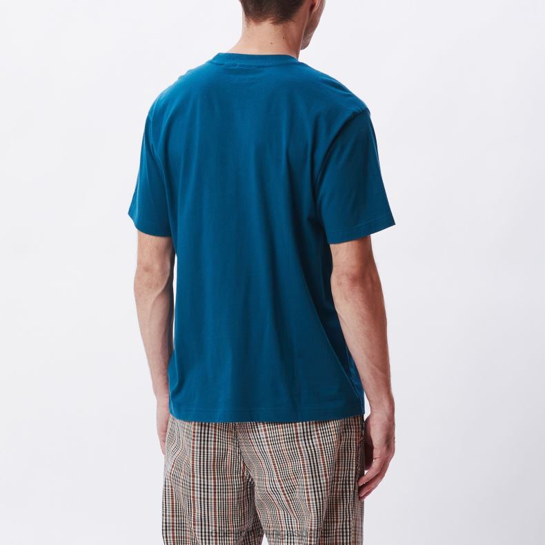 ropa OBEY camiseta con bolsillo de puntos océano profundo hombres 0RV2P803