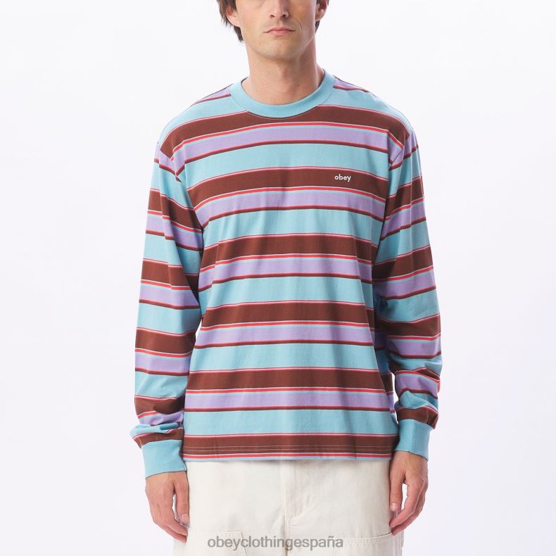 ropa OBEY camiseta directa ls cielo azul multi hombres 0RV2P791