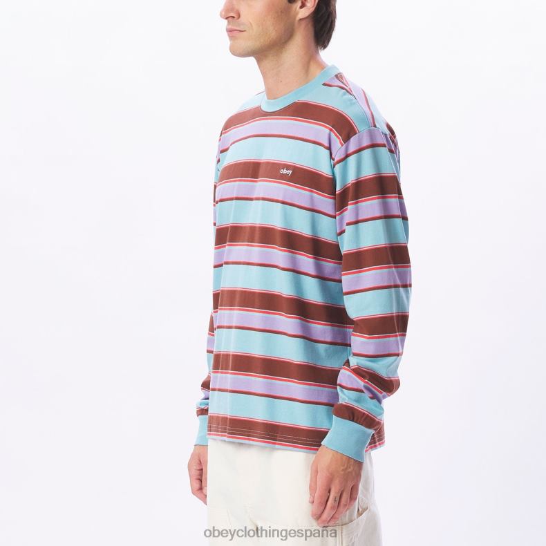 ropa OBEY camiseta directa ls cielo azul multi hombres 0RV2P791