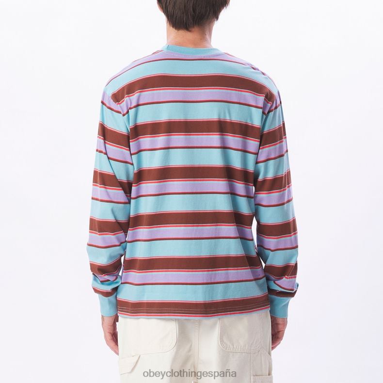 ropa OBEY camiseta directa ls cielo azul multi hombres 0RV2P791