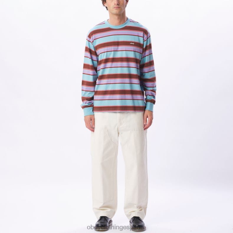ropa OBEY camiseta directa ls cielo azul multi hombres 0RV2P791