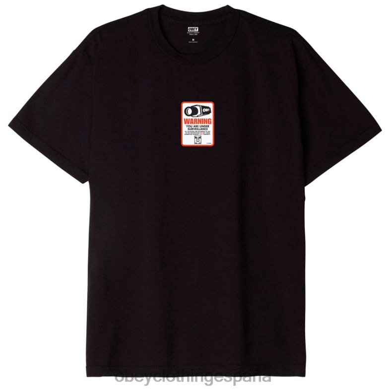 ropa OBEY camiseta organica vigilancia negro descolorido hombres 0RV2P844