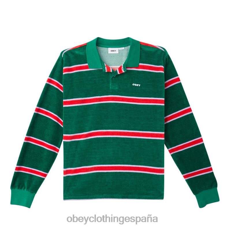ropa OBEY polo holstien velour ls aventurina verde multi hombres 0RV2P781