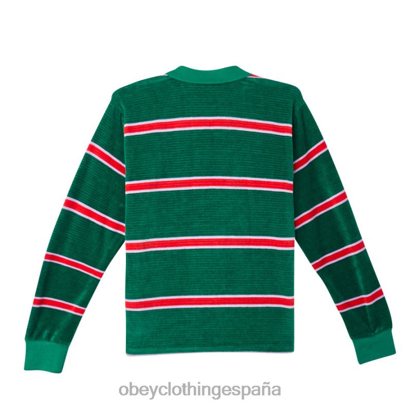 ropa OBEY polo holstien velour ls aventurina verde multi hombres 0RV2P781