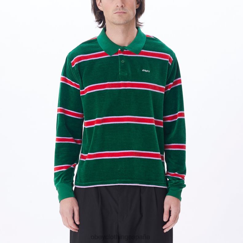 ropa OBEY polo holstien velour ls aventurina verde multi hombres 0RV2P781