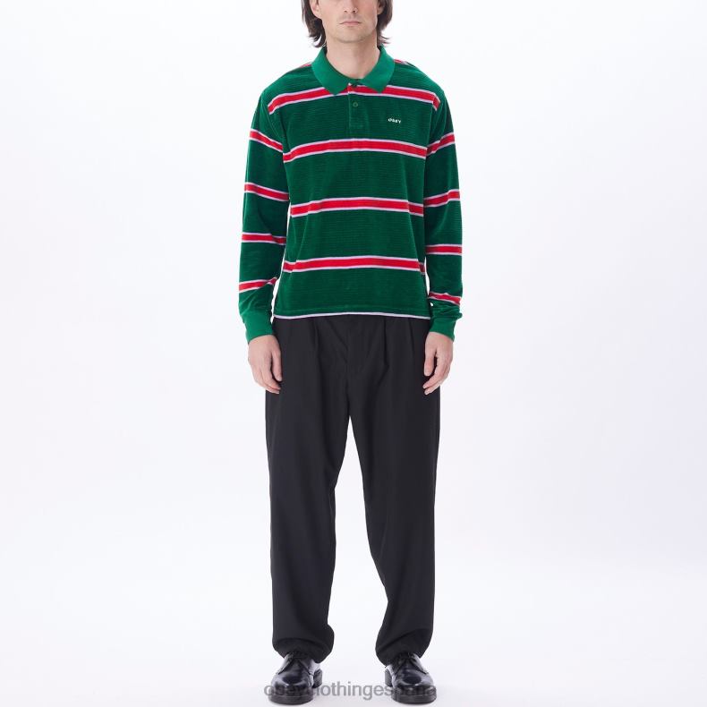 ropa OBEY polo holstien velour ls aventurina verde multi hombres 0RV2P781