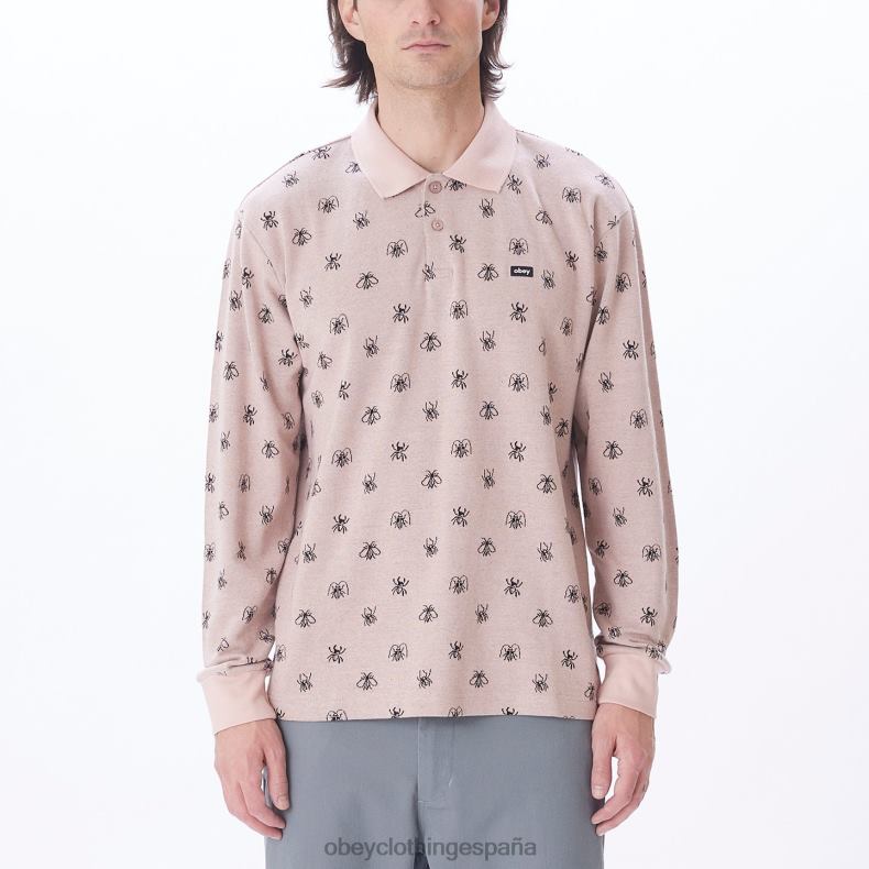 ropa OBEY polo plaga jaquard ls látigo de melocotón multi hombres 0RV2P783