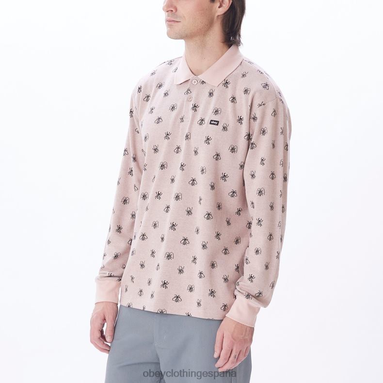 ropa OBEY polo plaga jaquard ls látigo de melocotón multi hombres 0RV2P783