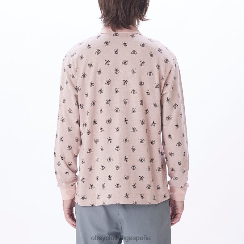 ropa OBEY polo plaga jaquard ls látigo de melocotón multi hombres 0RV2P783