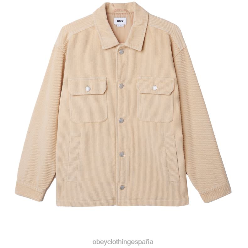 ropa OBEY chaqueta estilo camisa de pana benny crema irlandesa hombres 0RV2P749