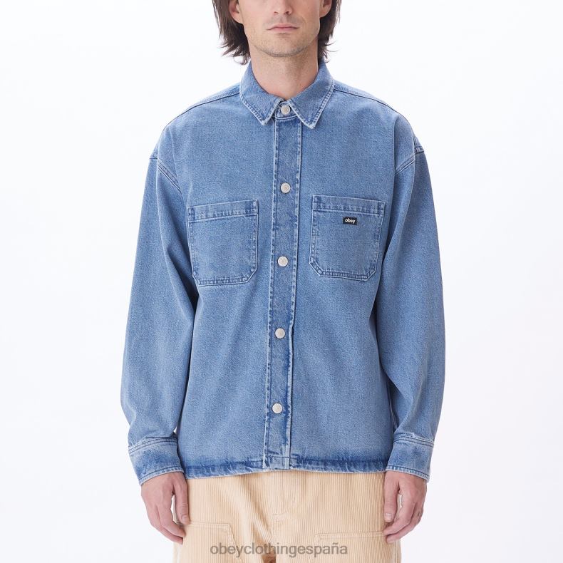 ropa OBEY chaqueta estilo camisa milton índigo claro hombres 0RV2P754