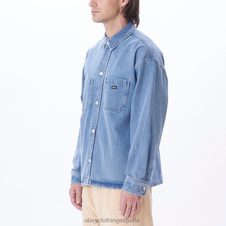 ropa OBEY chaqueta estilo camisa milton índigo claro hombres 0RV2P754