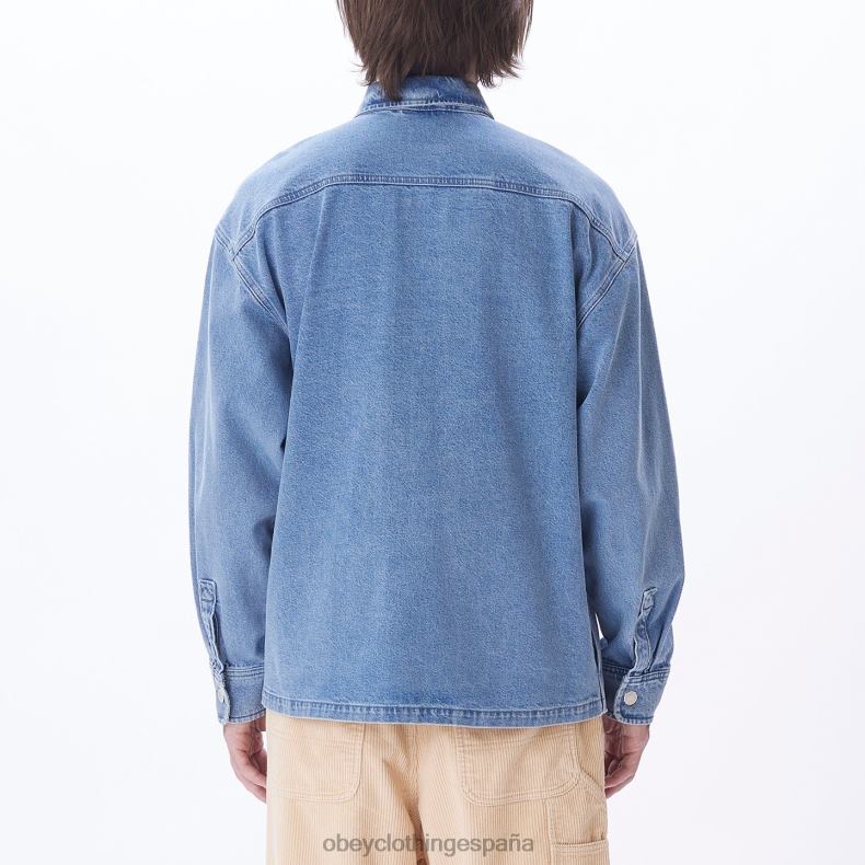 ropa OBEY chaqueta estilo camisa milton índigo claro hombres 0RV2P754
