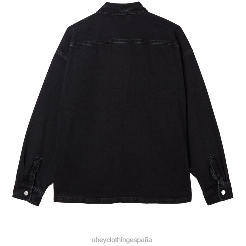 ropa OBEY chaqueta estilo camisa milton negro descolorido hombres 0RV2P753