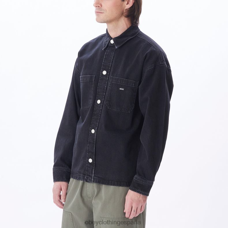 ropa OBEY chaqueta estilo camisa milton negro descolorido hombres 0RV2P753