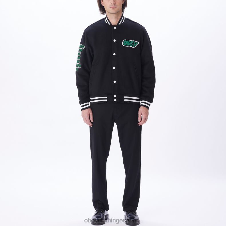 ropa OBEY chaqueta universitaria roll call negro hombres 0RV2P811