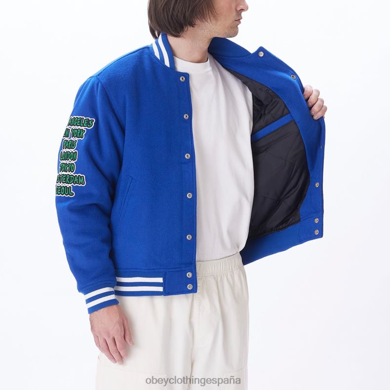 ropa OBEY chaqueta universitaria roll call surf azul hombres 0RV2P812