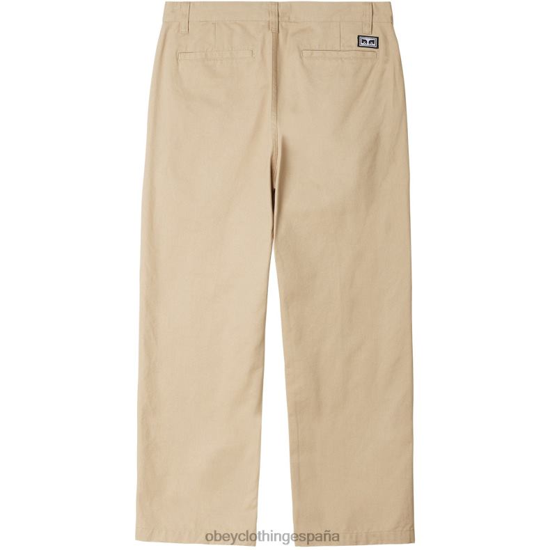 ropa OBEY pantalón con bordado estate crema irlandesa hombres 0RV2P951