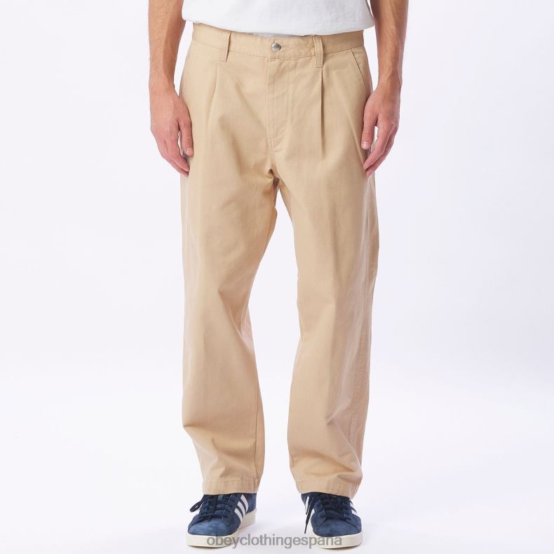 ropa OBEY pantalón con bordado estate crema irlandesa hombres 0RV2P951