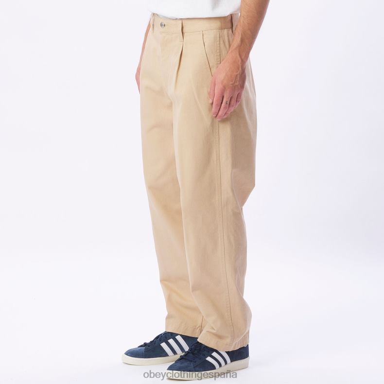 ropa OBEY pantalón con bordado estate crema irlandesa hombres 0RV2P951