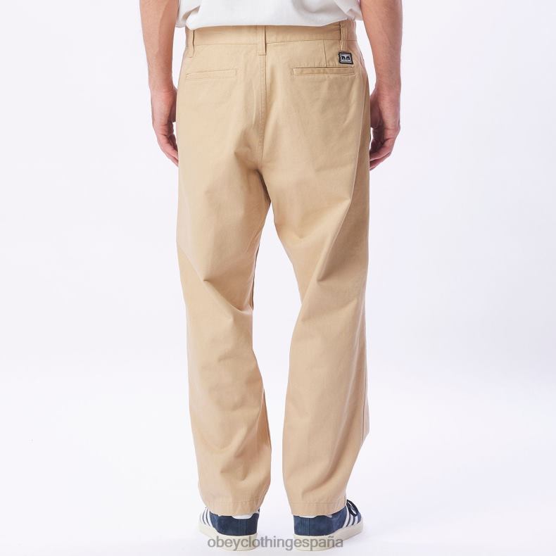 ropa OBEY pantalón con bordado estate crema irlandesa hombres 0RV2P951
