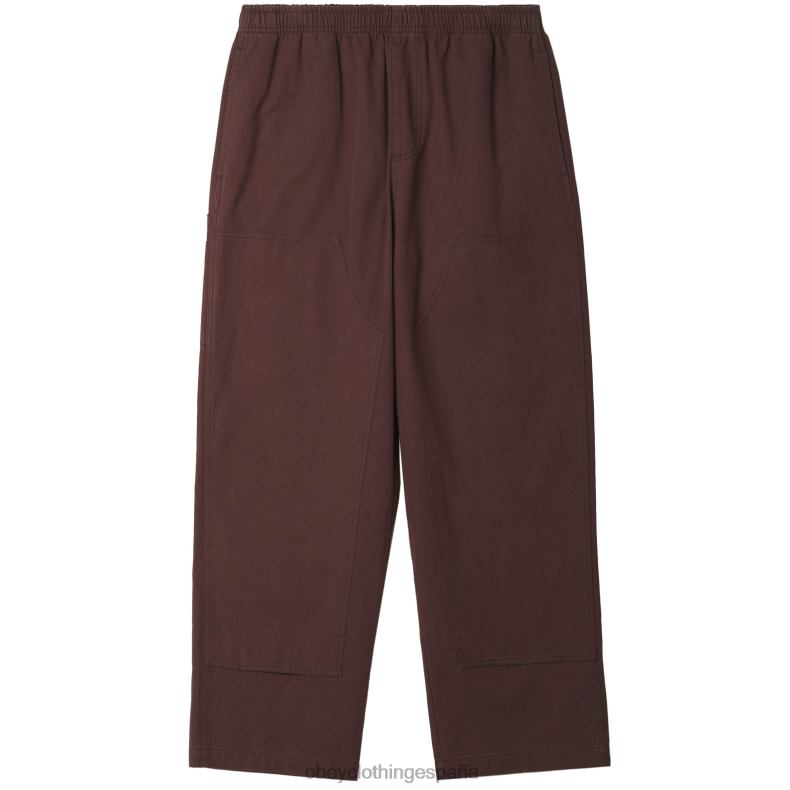 ropa OBEY pantalón de lona grande y fácil marron oscuro hombres 0RV2P937