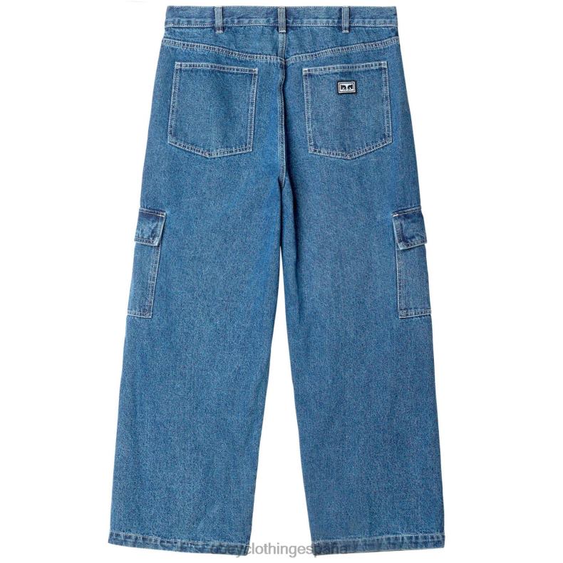 ropa OBEY pantalón de mezclilla cargo peluca grande índigo claro hombres 0RV2P917