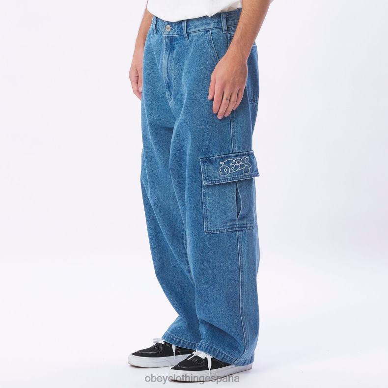 ropa OBEY pantalón de mezclilla cargo peluca grande índigo claro hombres 0RV2P917