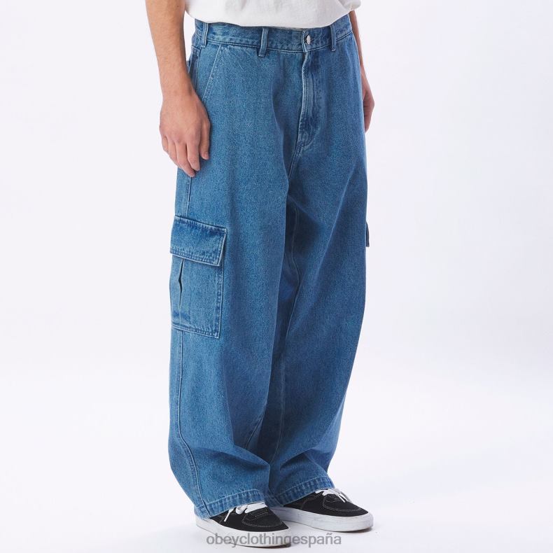 ropa OBEY pantalón de mezclilla cargo peluca grande índigo claro hombres 0RV2P917