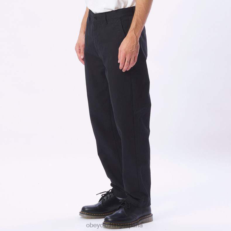 ropa OBEY pantalón hughes de sarga negro hombres 0RV2P962